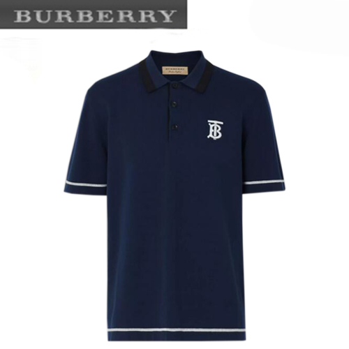 BURBERRY-80094371 버버리 모노그램 모티프 티핑 폴로셔츠