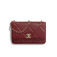 [스페셜오더]CHANEL-A80982 샤넬 램스킨 쉐브론 스카이블루 골드메탈 WOC 체인 지갑