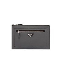 [스페셜오더]PRADA-2NH009 프라다 블랙 보색 디테일 사피아노 리스틀릿 파우치