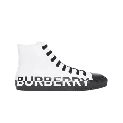 BURBERRY-80163021 버버리 로고 프린트 개버딘 하이톱 스니커즈