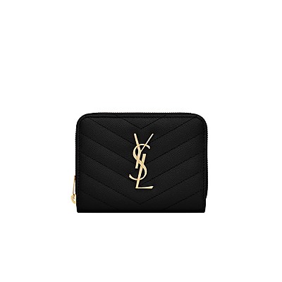 [스페셜오더]SAINT LAURENT-403723 생 로랑 블랙 그랑 드 뿌드르 텍스처드 마틀라세 컴팩트 지퍼 어라운드 지갑