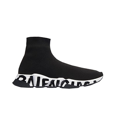 BALENCIAGA-605972 발렌시아가 블랙 그래피티 로고 스피드 트레이너 남여공용