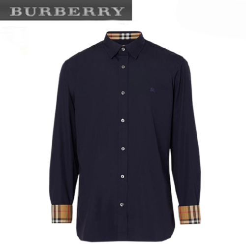 BURBERRY-80087051 버버리 네이비 스트레치 포플린 셔츠