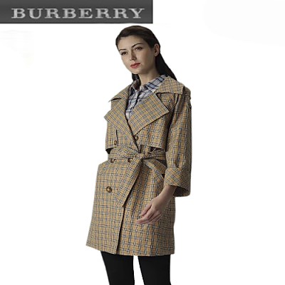 BURBERRY-03267 버버리 핑크 체크 무늬 코트 여성용