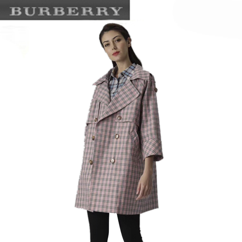 BURBERRY-03267 버버리 핑크 체크 무늬 코트 여성용