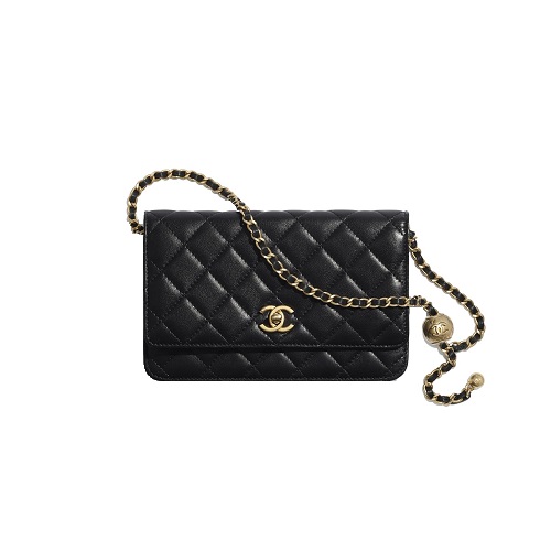 CHANEL-AP1450 샤넬 블랙 램스킨 골드볼 WOC 월릿 온 체인 19cm