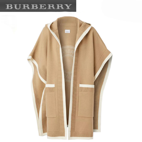 BURBERRY-80315821 버버리 아카이브 베이지 로고 그래픽 자카드 후드 케이프