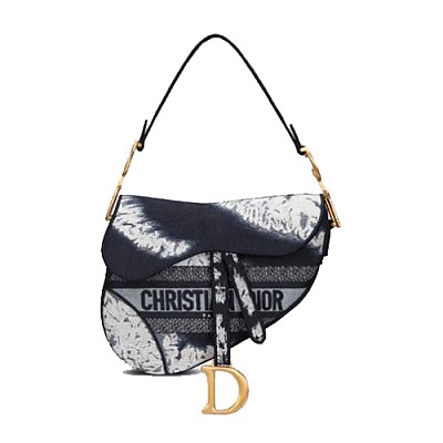 [스페셜오더]DIOR-디올 베이지 멀티 컬러 나비/반다나 자수 Saddle 백 25cm