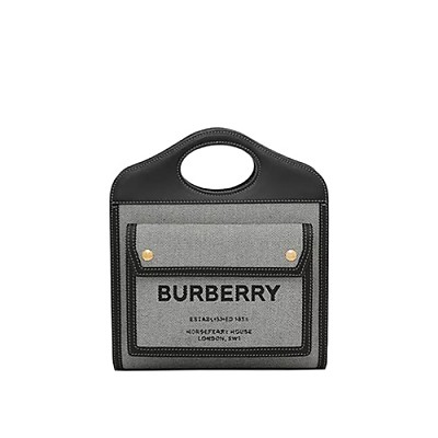 [스페셜오더]BURBERRY-80324371 버버리 블랙 미니 트라이톤 캔버스 레더 포켓 백