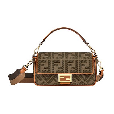 [스페셜오더]FENDI-8BR600 펜디 브라운 패브릭 미디엄 바게트 백