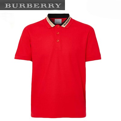 BURBERRY-80383681 버버리 화이트 로고 디테일 코튼 피케 폴로셔츠