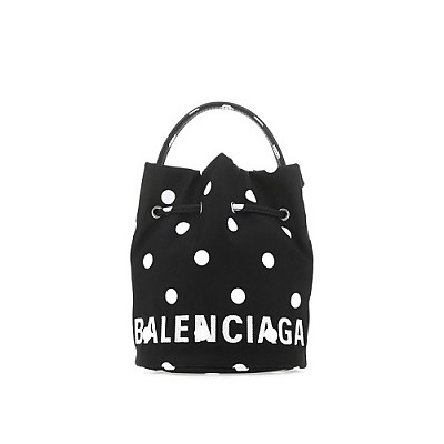 [스페셜오더]BALENCIAGA-619458 발렌시아가 블랙&화이트 WHEEL XS 드로스트링 버킷 백