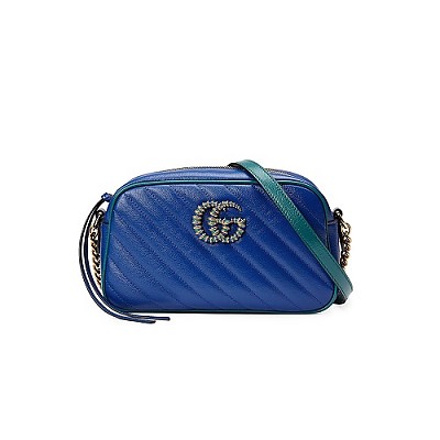 [스페셜오더]GUCCI-447632 9085 구찌 화이트/블루 GG 마몽 스몰 마틀라세 숄더백