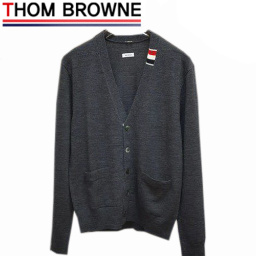 THOM BROWNE-09263 톰 브라운 차콜 그레이 스트라이프 디테일 가디건 남성용