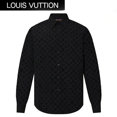 LOUIS VUITTON-1A979A 루이비통 블랙 플록드 모노그램 클래식 셔츠