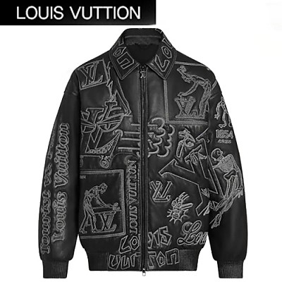 [스페셜오더]LOUIS VUITTON-1A98E1 루이비통 블랙 엠브로이더드 레더 보머