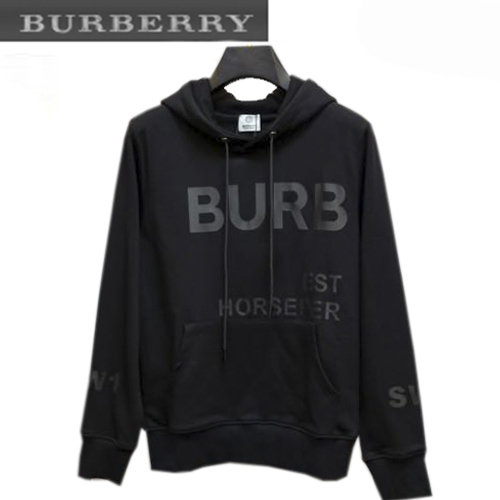 BURBERRY-110211 버버리 블랙 프린트 장식 후드 티셔츠 남성용