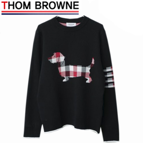 THOM BROWNE-111211 톰 브라운 블랙 체크 무늬 디테일 스웨터 남여공용