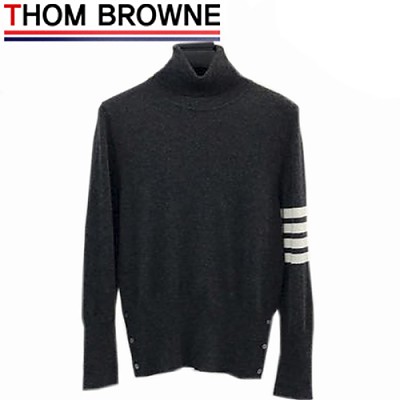 THOM BROWNE-12097 톰 브라운 블랙 캐시미어 목폴라 티셔츠 남여공용