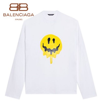 BALENCIAGA-12184 발렌시아가 화이트 프린트 장식 긴팔 티셔츠 남여공용