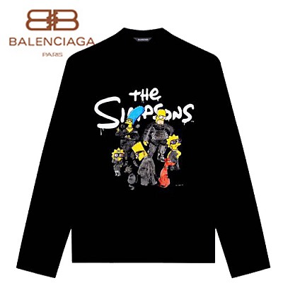 BALENCIAGA-12187 발렌시아가 화이트 The Simpsons 긴팔 티셔츠 남여공용