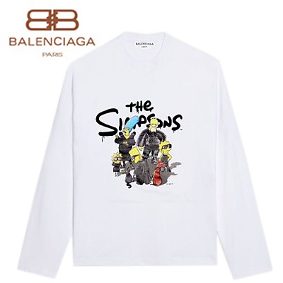 BALENCIAGA-12187 발렌시아가 화이트 The Simpsons 긴팔 티셔츠 남여공용