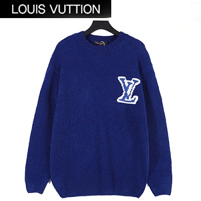 LOUIS VUITTON-01121 루이비통 블루 LV 로고 장식 스웨터 남여공용