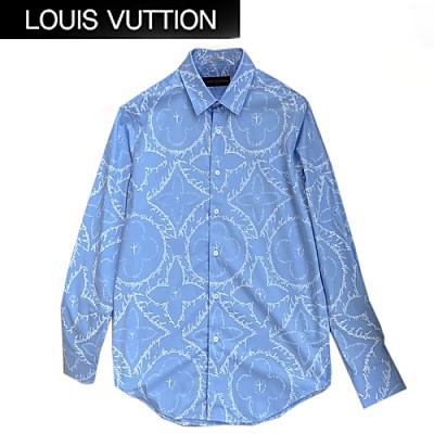 LOUIS VUITTON-02203 루이비통 블루 모노그램 플라워 셔츠 남성용