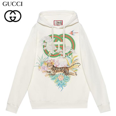 GUCCI-615061 9095 구찌 오프화이트 타이거 인터로킹 G 후드 스웨트셔츠 남여공용