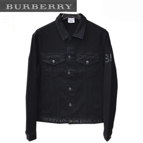 BURBERRY-02215 버버리 블랙 프린트 장식 데님 셔츠 남성용