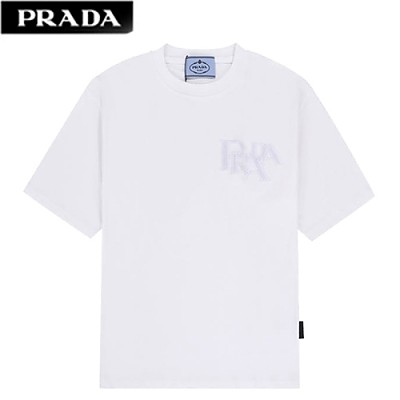 PRAD*-030810 프라다 블랙 PRADA 아플리케 장식 티셔츠 남여공용