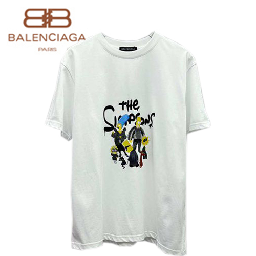 BALENCIA**-032120 발렌시아가 화이트 The Simpsons 티셔츠 남성용