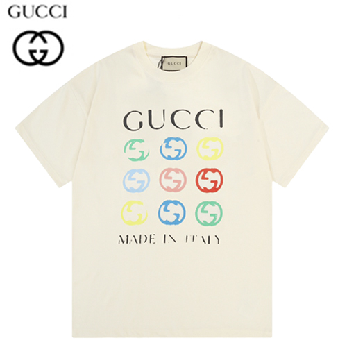 GUCCI-04206 구찌 아이보리 프린트 장식 티셔츠 남여공용