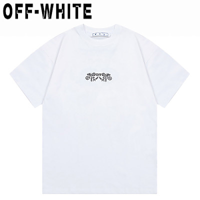 OFF WHITE-04209 오프화이트 블랙 프린트 장식 티셔츠 남여공용