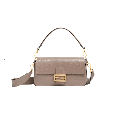 [스페셜오더]FENDI-8BR600 펜디 도브 그레이 악어가죽 미디엄 바게트 백