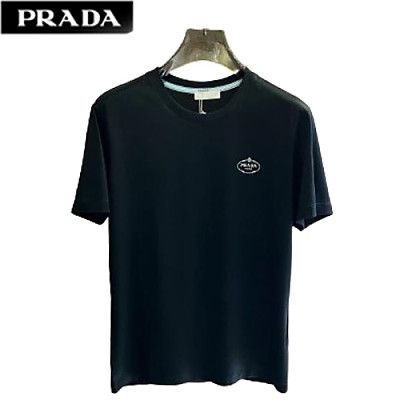 PRADA-04268 프라다 화이트 로고 아플리케 장식 티셔츠 남성용