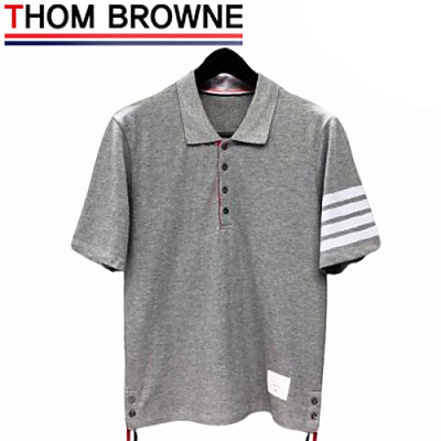 THOM BROWNE-05051 톰 브라운 블랙 스트라이프 장식 폴로 티셔츠 남성용