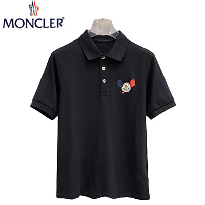 MONCLER-05055 몽클레어 화이트 아플리케 장식 폴로 티셔츠 남성용