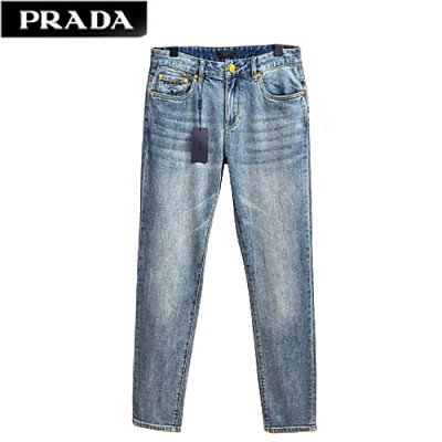 PRADA-050410 프라다 블루 로고 아플리케 장식 청바지 남성용