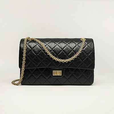 CHANEL-A37587 샤넬 블랙 빈티지 2.55 라지 플랩 백 28cm