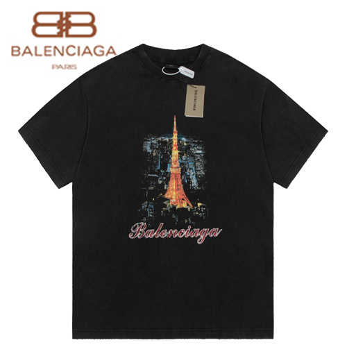 BALENCIAGA-05222 발렌시아가 블랙 프린트 장식 티셔츠 남여공용