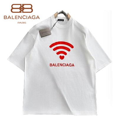 BALENCIAGA-05276 발렌시아가 블랙 프린트 장식 티셔츠 남여공용