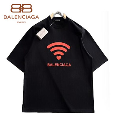 BALENCIAGA-05275 발렌시아가 화이트 프린트 장식 티셔츠 남여공용