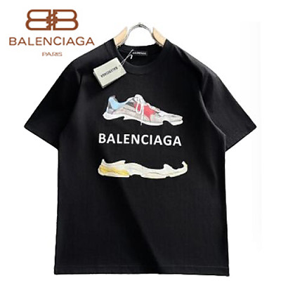 BALENCIAGA-05277 발렌시아가 화이트 프린트 장식 티셔츠 남여공용