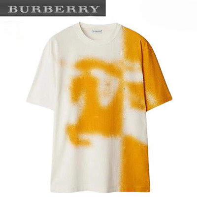 BURBERRY-80905861 버버리 블랙 하프톤 EKD 코튼 티셔츠 남여공용