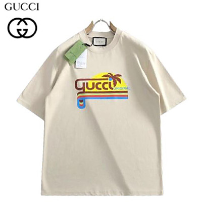 GUCCI-06137 구찌 화이트 프린트 장식 티셔츠 남성용