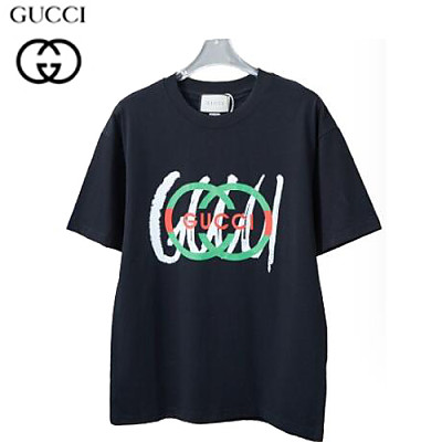 GUCCI-06238 구찌 블랙 GG 프린트 장식 티셔츠 남여공용