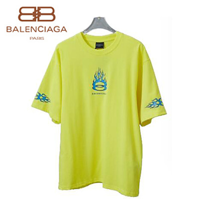 BALENCIAGA-06239 발렌시아가 블랙 프린트 장식 빈티지 티셔츠 남여공용