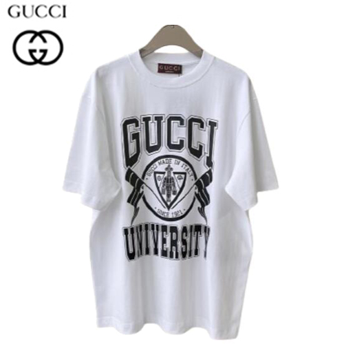 GUCCI-06271 구찌 화이트 프린트 장식 티셔츠 남여공용