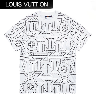 LOUIS VUITTON-07024 루이비통 화이트 프린트 장식 티셔츠 남여공용